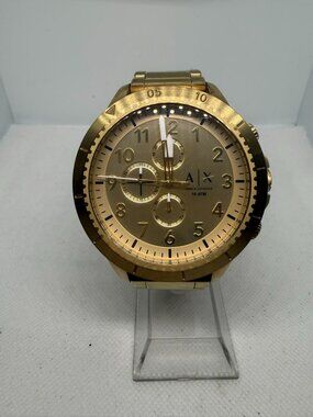 Armani Exchange Romulous AX1752 Men's 50mm Gold-Tone Chronograph Bracelet Watch